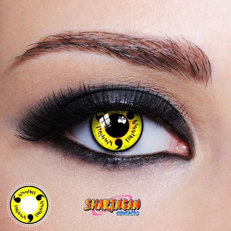 Contacts Sharingan jaune Uchiha entièrement activés